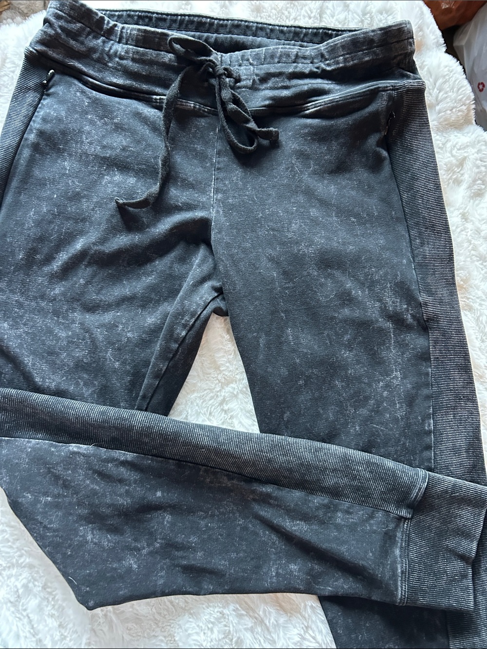 PINK Victoria's Secret Washed Black Yoga Pants with Drawstring